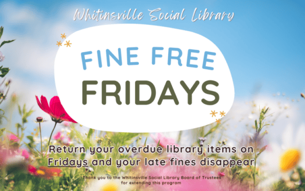 A promotional graphic for Whitinsville Social Library advertises 