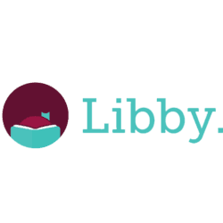 Libby logo featuring a stylized open book and a character’s head inside a maroon circle, with the word "Libby" in teal text to the right.