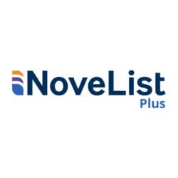 NoveList Plus logo featuring stylized blue and orange icon to the left of the brand name in blue text with 